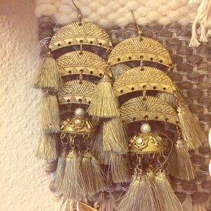 Gold dangle boho chandelier earrings